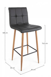 Taburete Bar Bruce ecopiel gris oscuro