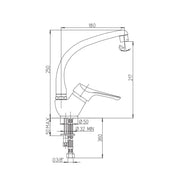 Mezclador de cocina cromado satinado DILOS 25x18x5 cm