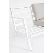 Conjunto exterior 4 piezas Harley lounge con cojines blancos