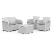 Conjunto Keter 2 Sillones + Sofá + Mesa contenedora ROSALIE LOUNGE blanco