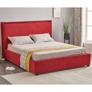 Cama Matrimonial con Almacenamiento en Tela Roja 170x206x118 cm