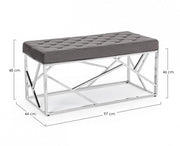 Banco Rayan en terciopelo gris 97x44 cm