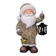 Papá Noel resina con farol gris 25,5x17h44cm