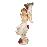 Ángel resina blanca con fruta 12,5x10h27 cm