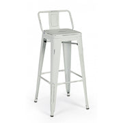 Taburete alto de bar en acero NEW JERSEY blanco antiguo 94h cm