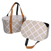 Caja ecopiel con asas 1-2 oval blanco cm36x26h20