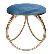 Puff redondo metal terciopelo verde azulado cm44x42h43