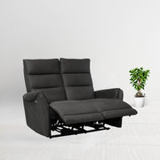 Sofá 2 plazas con 2 recliners eléctricos efecto nobuk gris 135 x 98 x 109 cm