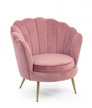 Sillón retro de terciopelo rosa pavo real cm 80 x 76 x 84 h