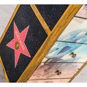 Cajonera con 6 cajones decorados multicolor en madera de mango 42x45xh.110 cm