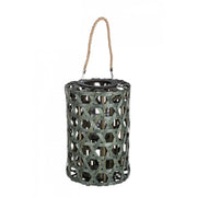 Farolillo hexagonal madera verde 40h cm