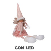 Ángel led tela rosa cm13x10h52