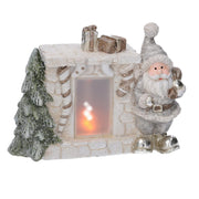 Papá Noel de cerámica con chimenea crema cm24,5x11h18,5