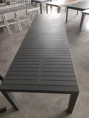 Mesa de jardín extensible de aluminio gris tórtola 100 x 200-260-320 xh 75 cm