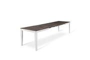 Mesa extensible gris cemento-metal blanco 80 cm x 130-290 cm Alt. 76 cm