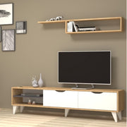 Mueble para TV de salón Roble blanco VOLGE 180x35x h47 cm