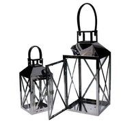 Farol cuadrado metal plateado 1-2 cm19x19h42