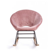 Sillón mecedora en terciopelo rosa antiguo ANNIKA 74x77x h74 cm