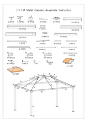 Cenador de lujo de 3x4m con mosquitera y paño de 400g - m2
