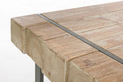 Mesa urbana industrial Garrett con tapa de madera