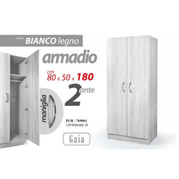 Armario Dos puertas blancas con estante 80 x 50 x 180 H CM