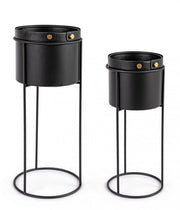 Set de 2 maceteros Zeina acero negro