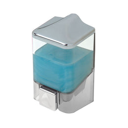 Dispensador de Jabón Líquido Transparente y Cromado 8,5 x 8,5 x 16 cm