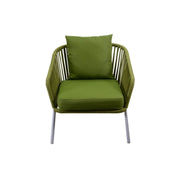 Conjunto de tumbona de jardín VISALIA en aluminio blanco y cuerda verde 4 piezas