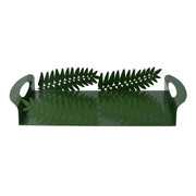 Bandeja de metal hoja de laurel verde oscuro rectangular cm41x20h6,5