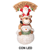 Resina LED Papá Noel con reno y marioneta 27,5x20h48 cm
