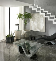 Mesa de centro con tapa de cristal templado transparente 120x70x36h cm