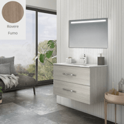 Mueble de baño suspendido Bracciano roble ahumado 81,5x46,5x53 H