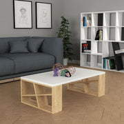 Mesa de centro rectangular Honey con tablero blanco y patas de roble L 105 x P 60 x A 40 cm