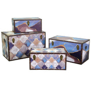 Baúl rectangular ecopiel azul marroquí 1-4 cm80x40h50