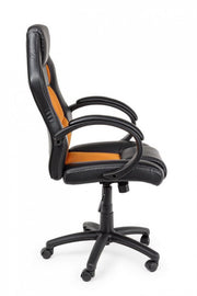 Sillón de oficina con pulseras racing negro-naranja en polipiel