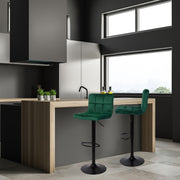 Sgabello ajustable verde oscuro con patas negras opacas