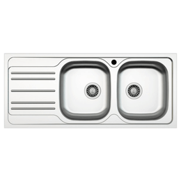 Fregadero de cocina encastrable MP1162SX acero 116x50 cm dos senos y escurridor izquierdo