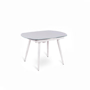 Mesa extensible con tapa de cristal templado blanco 120/180x90h cm