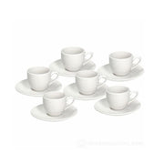 Juego de 6 tazas de café de porcelana blanca con platillo GOLF