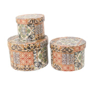 Caja de cuero ecológico 1-3 mandala redonda cm ø27h18