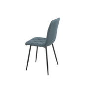 Silla Acolchada Okar Tela Azul con Costuras en Rombo
