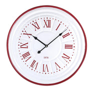 Reloj madera metal rojo blanco cmø50x4,5