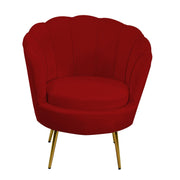 Sillón de terciopelo tulipán rojo fresa cm73x72h77