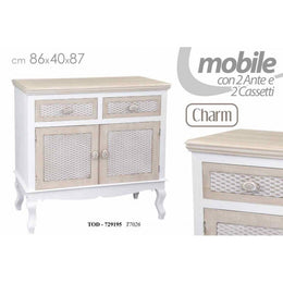 Consola aparador estilo shabby blanco beige encanto cm 86 x 40 x 87 h
