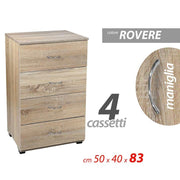 Mesa de noche de la habitación 4 Cajones Rovere 50 x 40 x 83 H CM CM