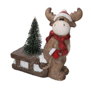 Reno de resina con trineo gris cm30x14h32