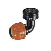 Racor en codo para tubo de 20mm con rosca hembra de 3-4