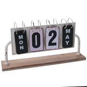 Calendario rectangular de metal blanco cm37x20h8