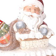 Chimenea led resina gris Papá Noel cm31,5x23h56