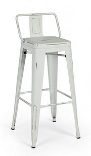 Taburete alto de bar en acero NEW JERSEY blanco antiguo 94h cm